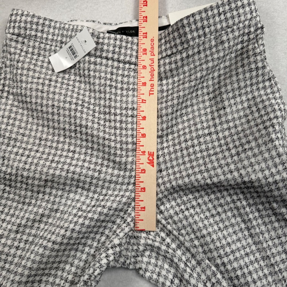 Ann Taylor The Ankle Pants Womens 4 Gray White Houndstooth High Rise Slim New - Picture 4 of 10